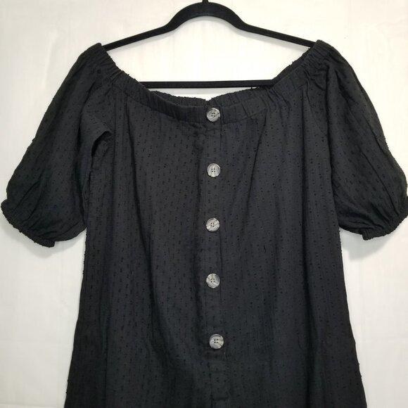 NWOT Asos Design off shoulder button front textured jumpsuit black sz 4 cropped - Picture 6 of 12